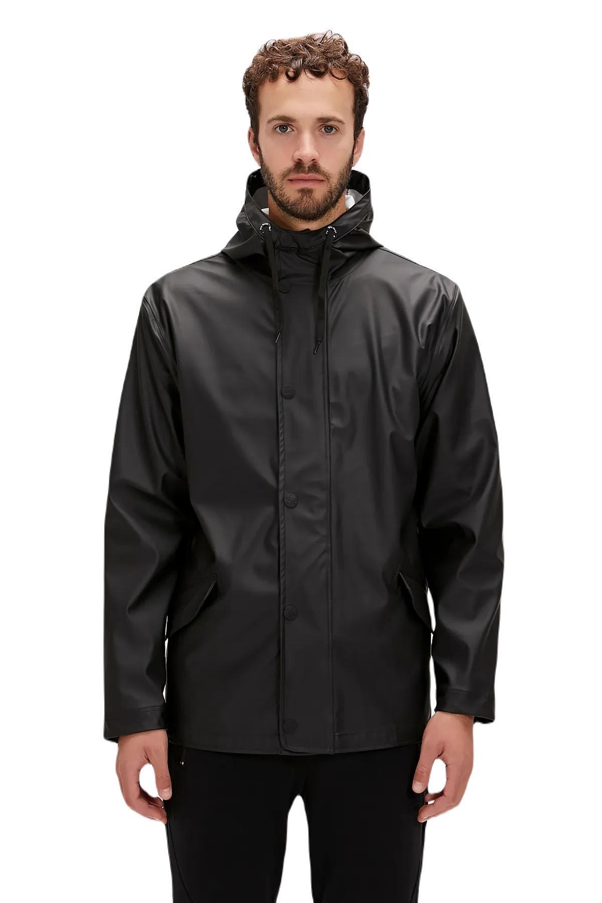 Bad Bear Patrol Raincoat Siyah Erkek Kapüşonlu Yağmurluk