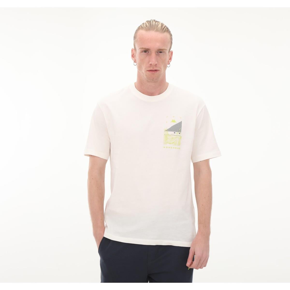 Kappa Authentic Spacetime T-Shirt Erkek Beyaz Regular Fit Tişört