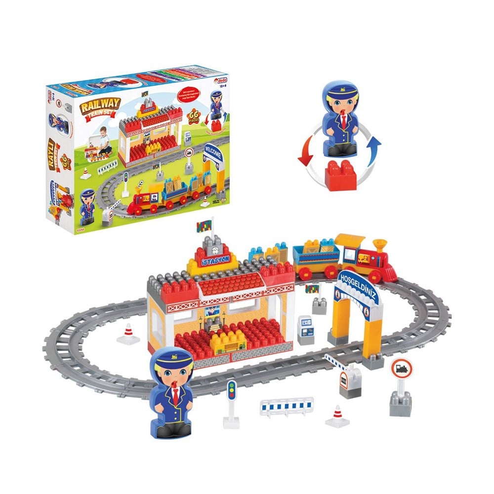 Raylı Tren Blok Seti 65 Parça