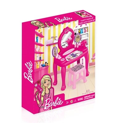 Dolu Barbie Ayaklı Makyaj Masası ve Sandalye Seti