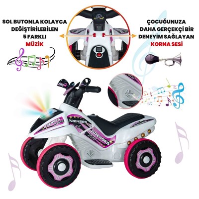 UJToys, Akülü Atv 6V Karınca Beyaz Prenses