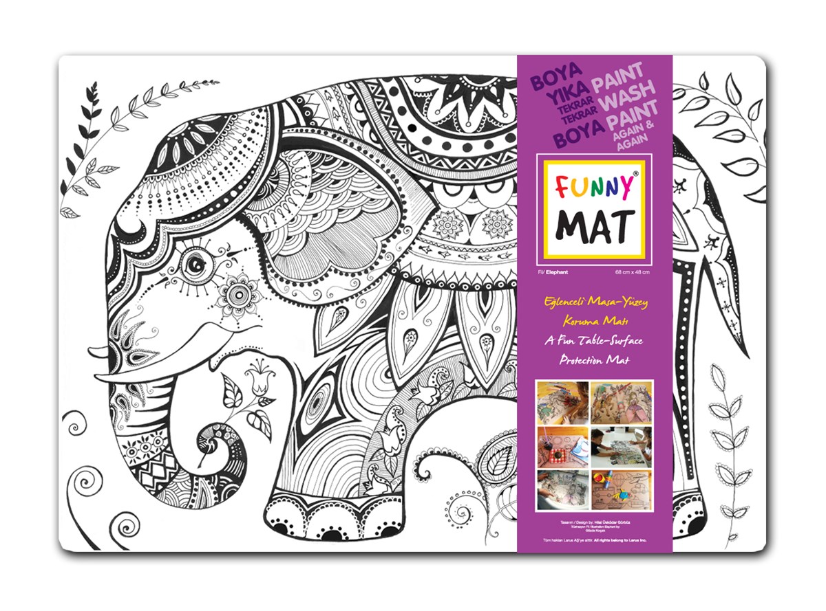 Akademi Çocuk-Funny Mat - Fil - Mandala