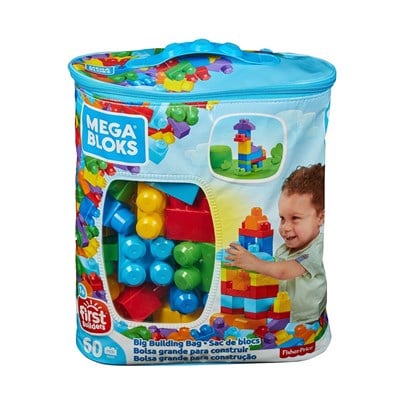 Mega™ Bloks, 60 parçalı Blok Torbaları, Mavi - Pembe, 1 yaş
