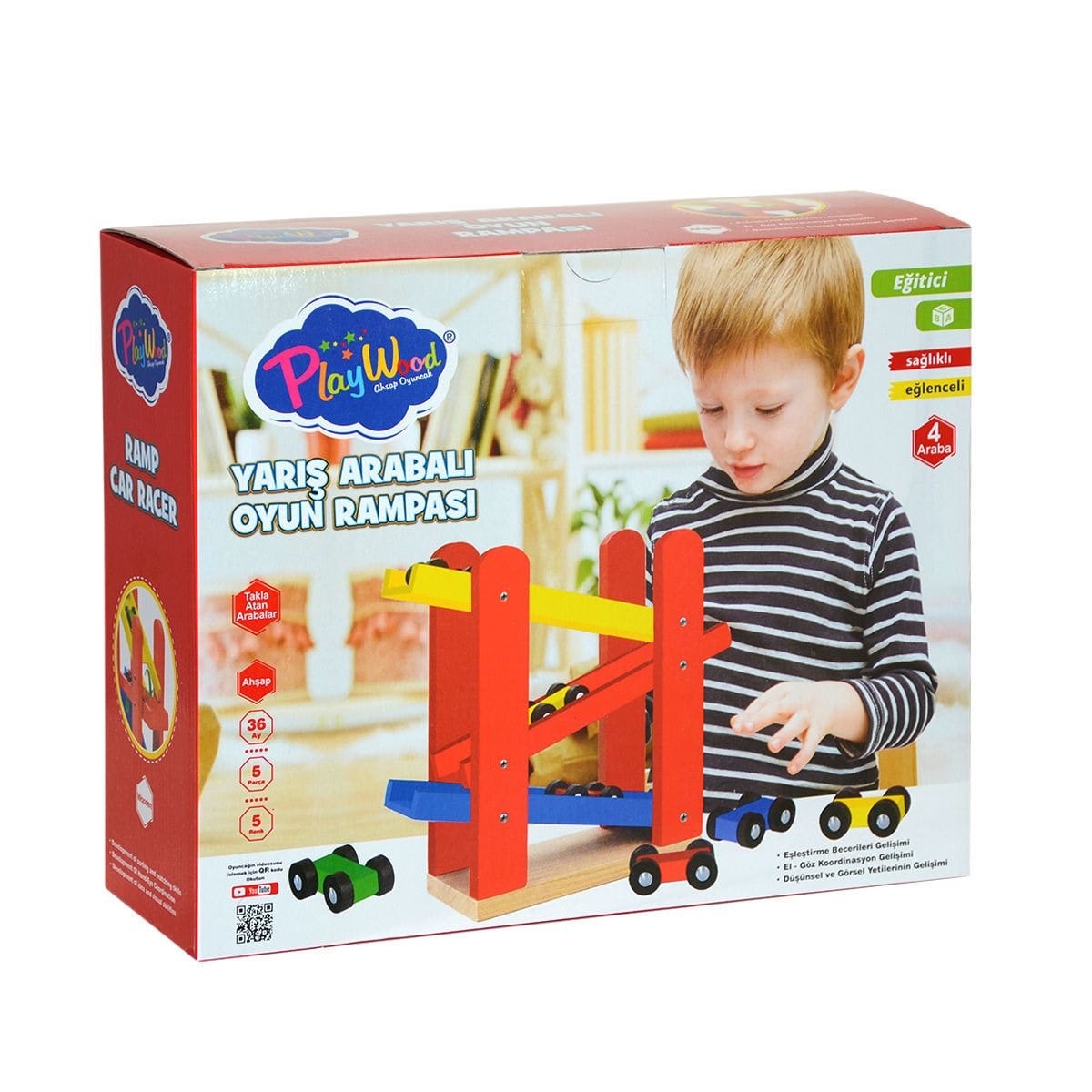 PlayWood Ahşap Yarış Arabalı Oyun Rampası-Onyıl
