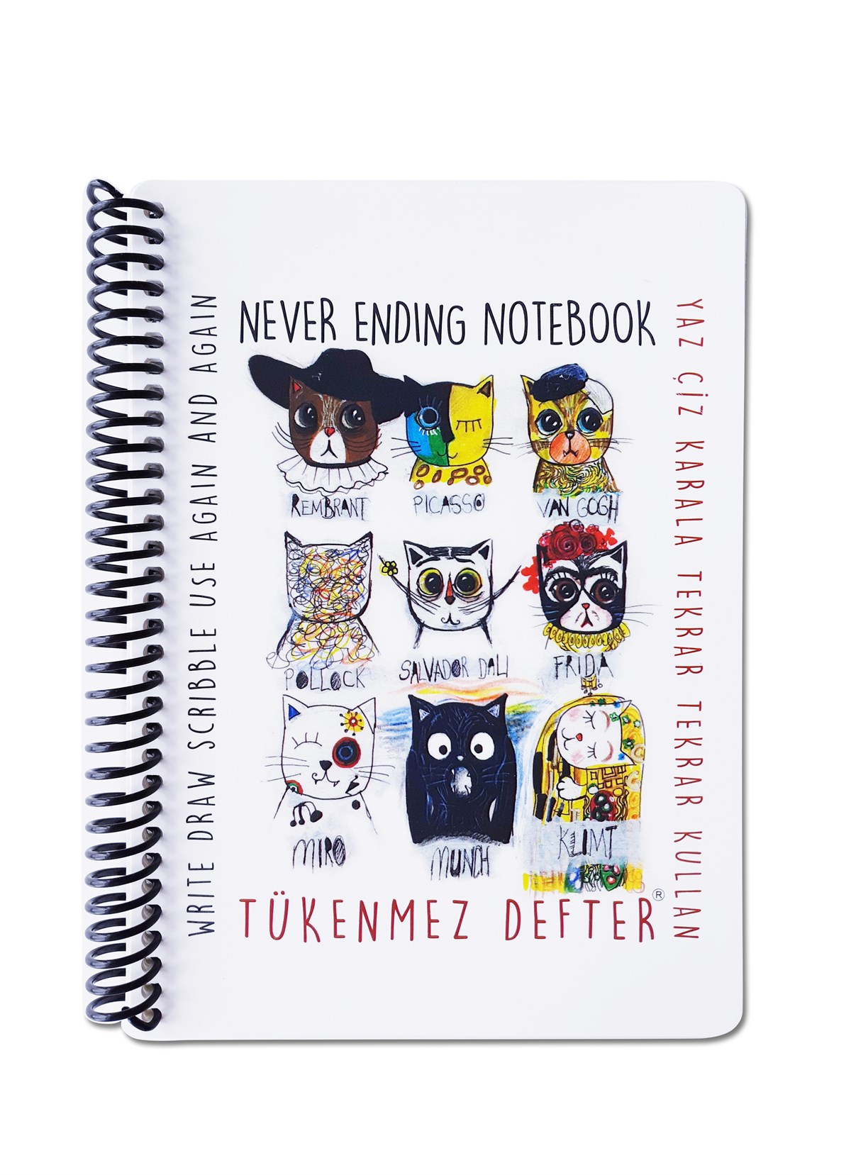 Tükenmez Not Defteri-4  RESSAM KEDİLER-13x16cm