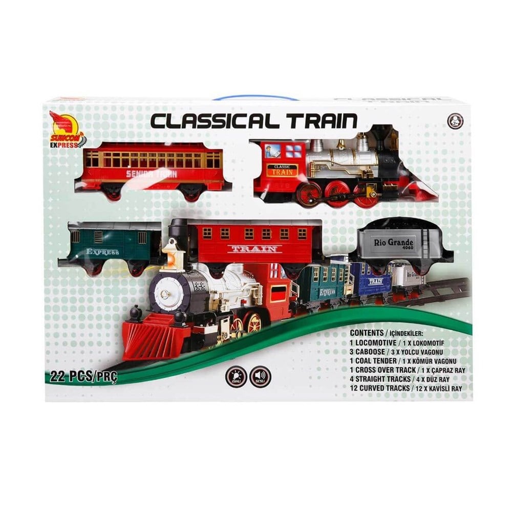 1553 Klasik Tren Seti Sesli ve Işıklı 22 Parça