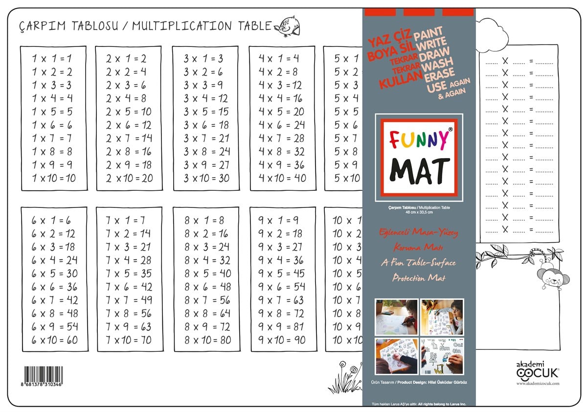 Akademi Çocuk-Funny Mat - Çarpım Tablosu