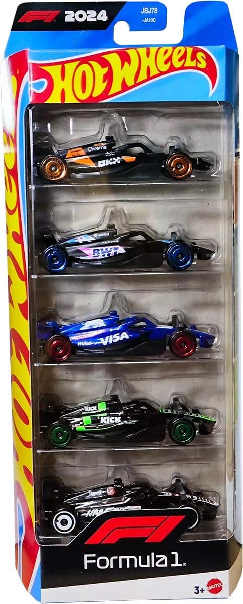Hot Wheels Oyuncak Araba Formula 1 5'li Paket, F1 Yarış Takımı Dekorlarına Sahip 1:64 Ölçekli 5 Die-Cast Araç Seti, Koleksiyonluk Yarış Arabala