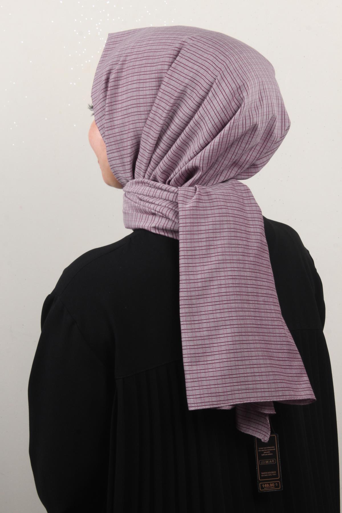 % 100 Coton Şal 8083-1 Vişne 