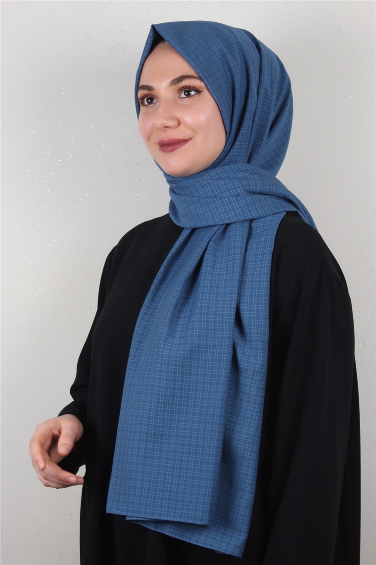 % 100 Coton Şal 8083-5 Kot Mavisi