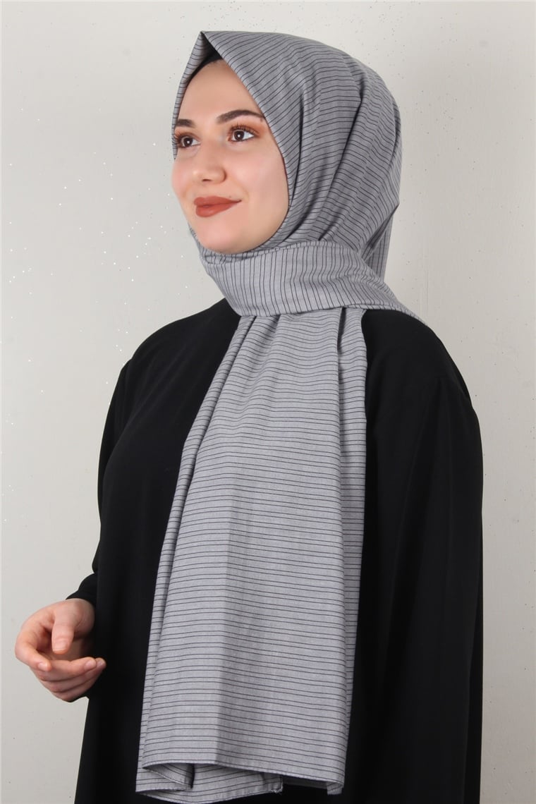 % 100 Coton Şal 8083-9 Gri