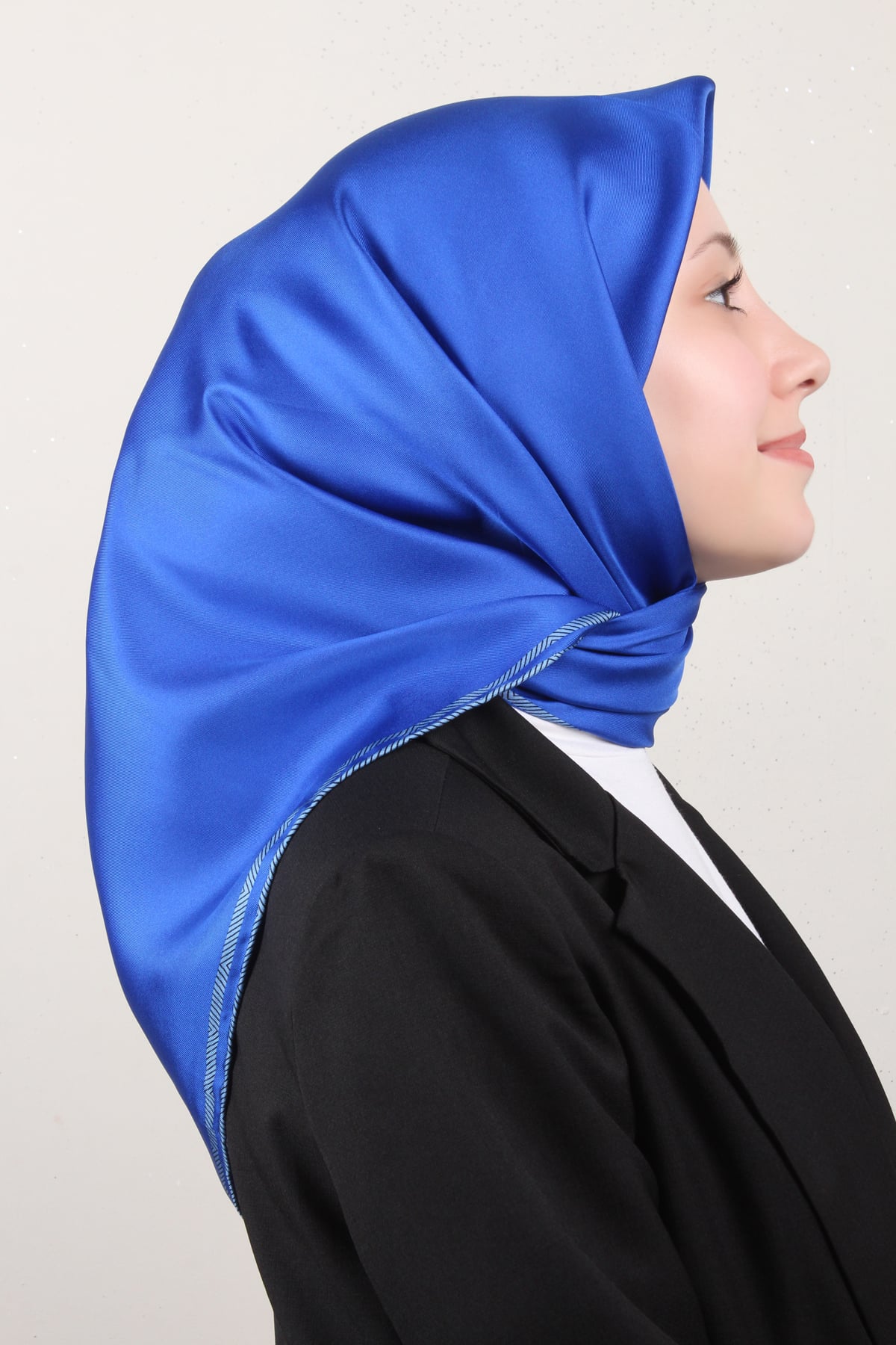  Belli Twill İpek Eşarp 40009-52 Saks Mavisi