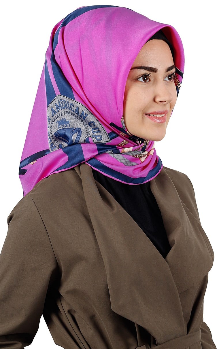 102-0008-02 U.S POLO ASSN EŞARP  FUŞYA LACİVERT