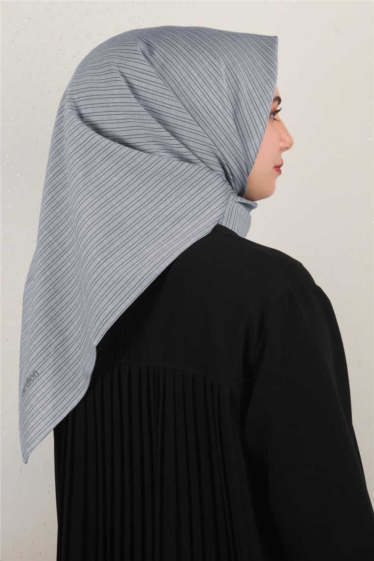 %100 Coton Eşarp 8082-20 Gri