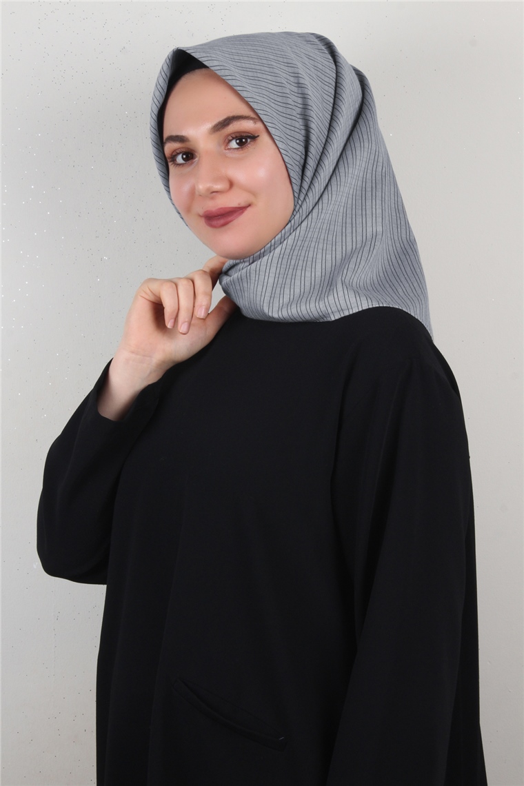 %100 Coton Eşarp 8082-20 Gri