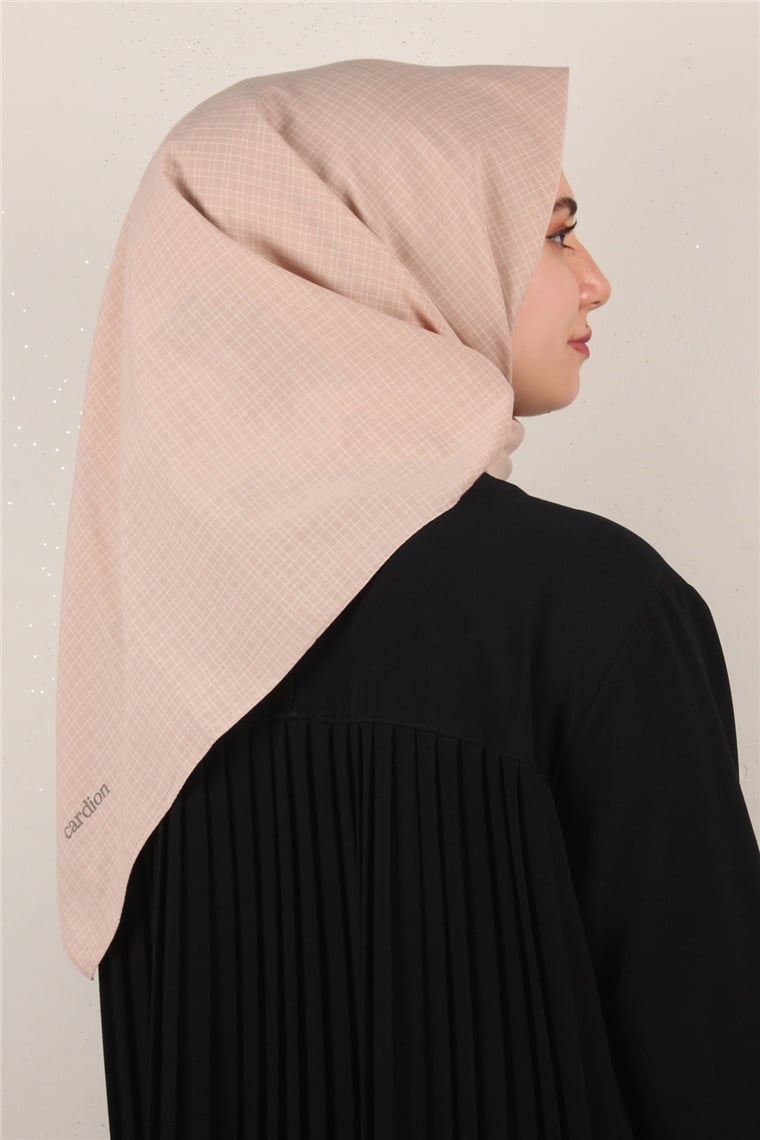 %100 Coton Eşarp 8082-6 Koyu Bej
