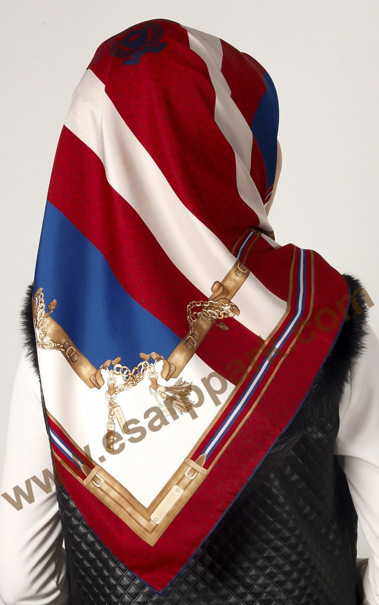 102-0018-09 U.S POLO ASSN EŞARP KIRMIZI KREM