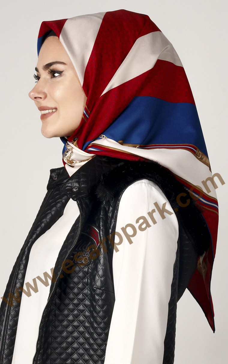 102-0018-09 U.S POLO ASSN EŞARP KIRMIZI KREM