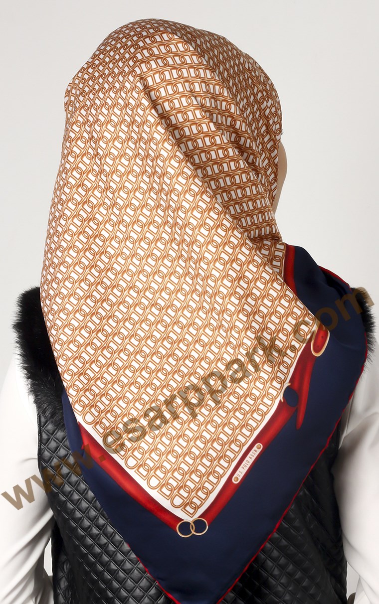 102-0019-06 U.S POLO ASSN EŞARP EKRU LACİVERT