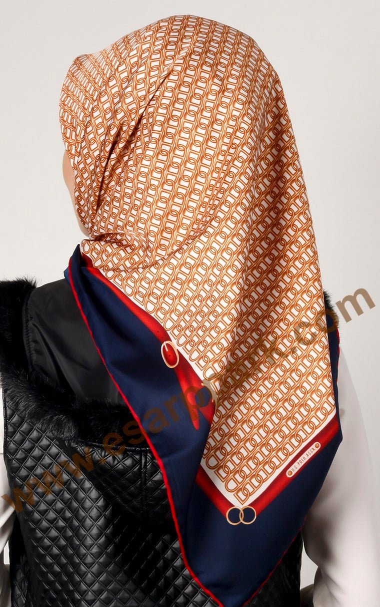 102-0019-06 U.S POLO ASSN EŞARP EKRU LACİVERT