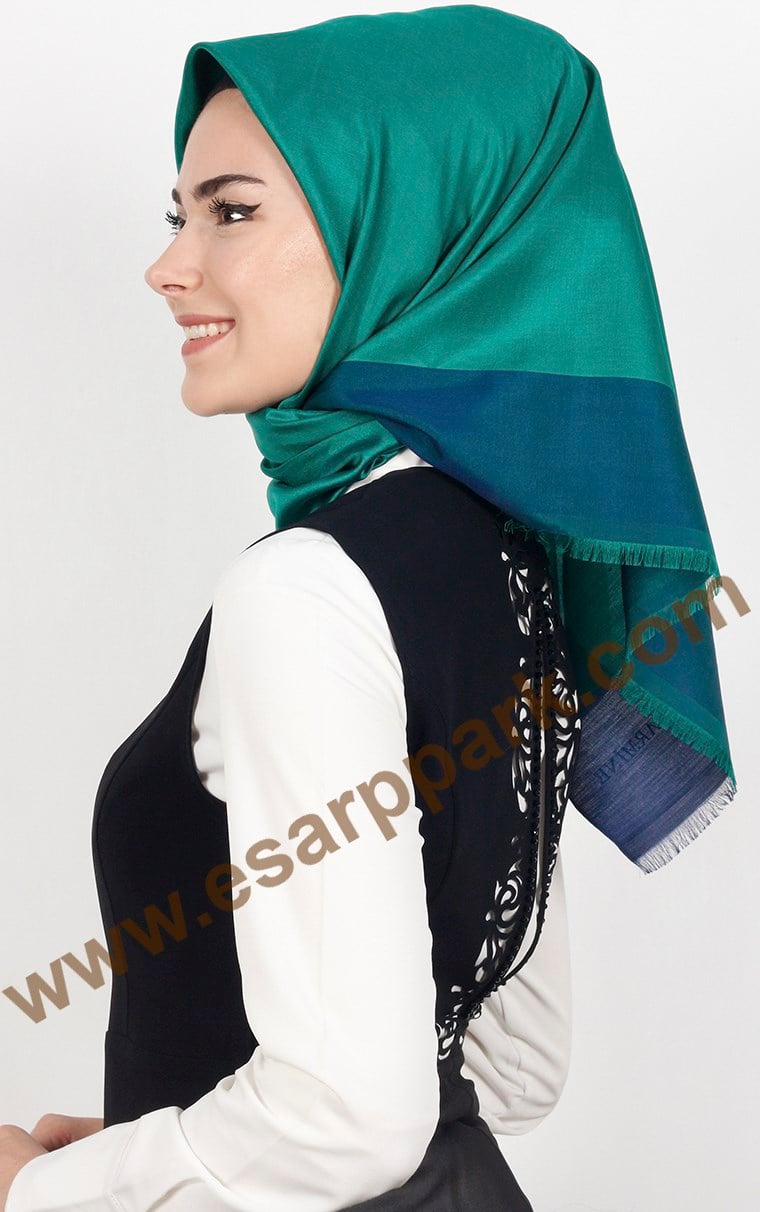 1240-03 ARMİNE İPEK ŞAL EŞARP YEŞİL