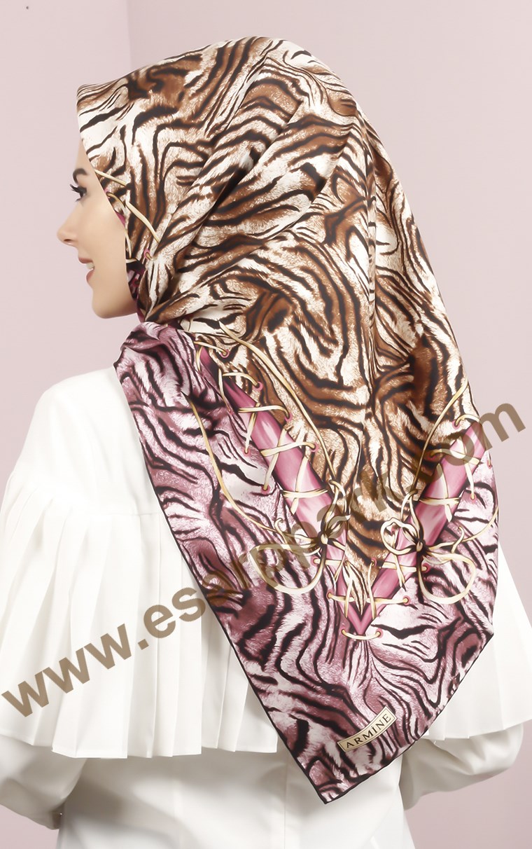 3635-14 ARMİNE İPEK LİLA KAHVE