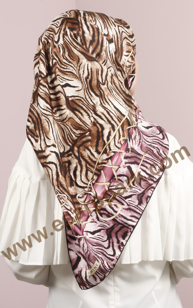 3635-14 ARMİNE İPEK LİLA KAHVE