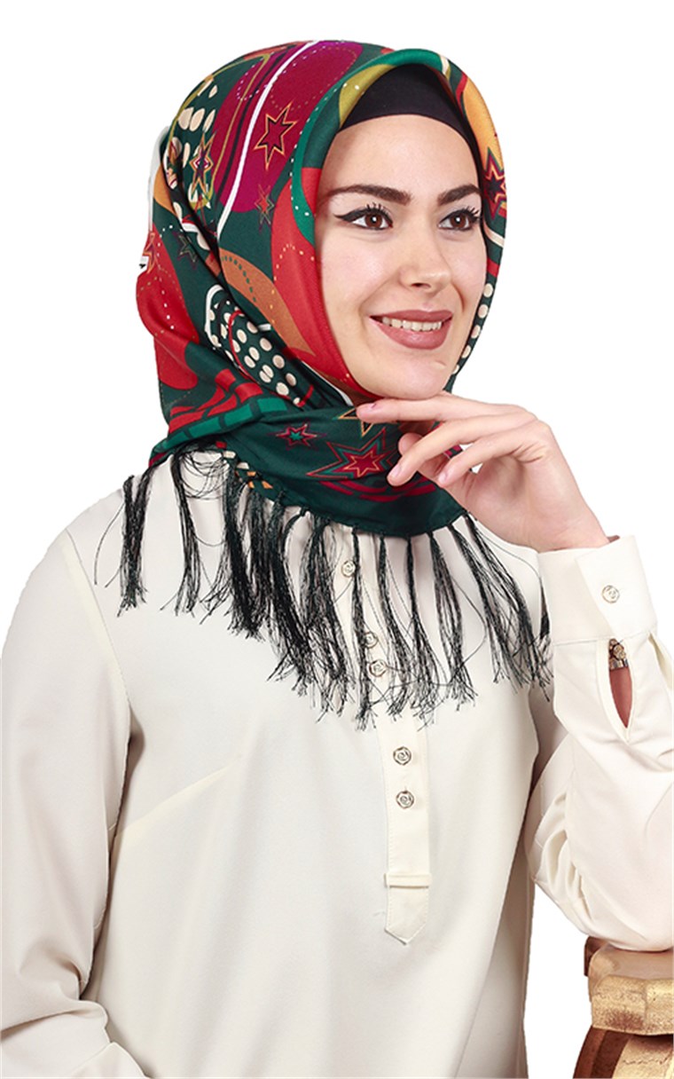 111-0019-04 PİRAMİT PÜSKÜLLÜ EŞARP