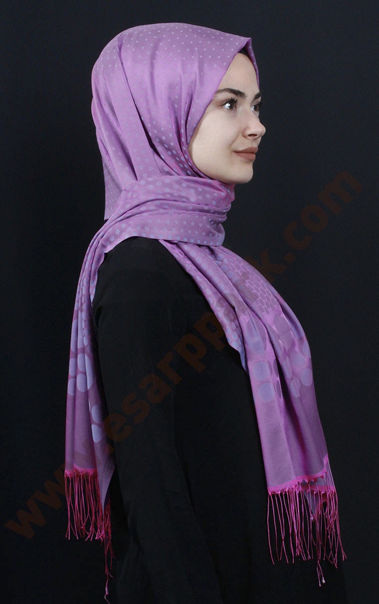 500-0002-06 ÇİFT YÖNLÜ İPEKSİ ŞAL PEMBE MAVİ