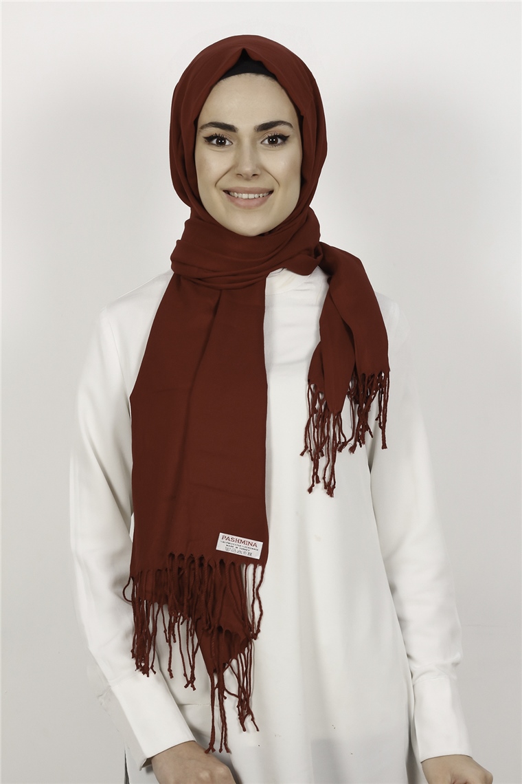 Kalın Paşmina Şal 520-0001-14 Vişne Çürüğü