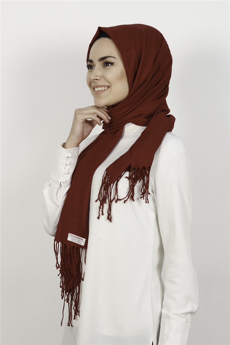 Kalın Paşmina Şal 520-0001-14 Vişne Çürüğü