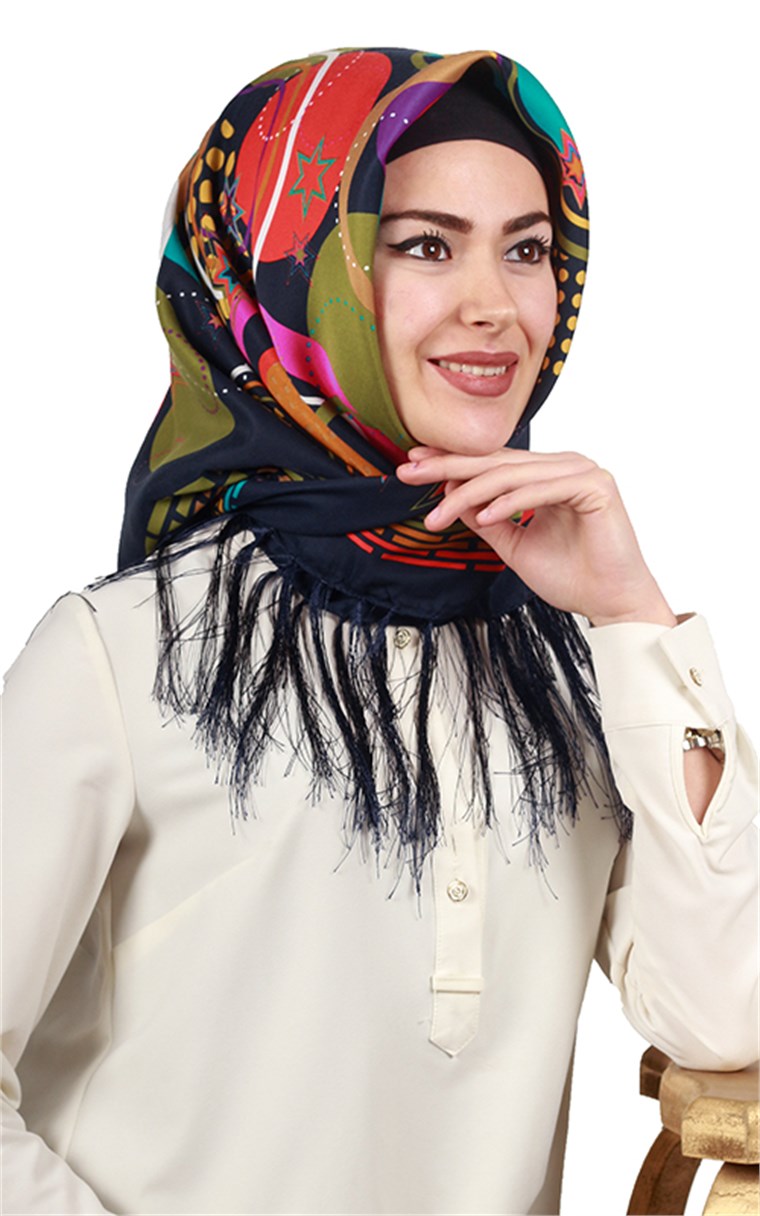 111-0019-01 PİRAMİT PÜSKÜLLÜ EŞARP