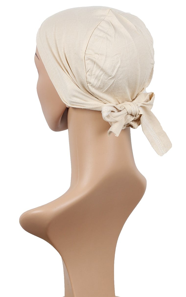 Likralı Bağlı Bone 2509-20  Ekru