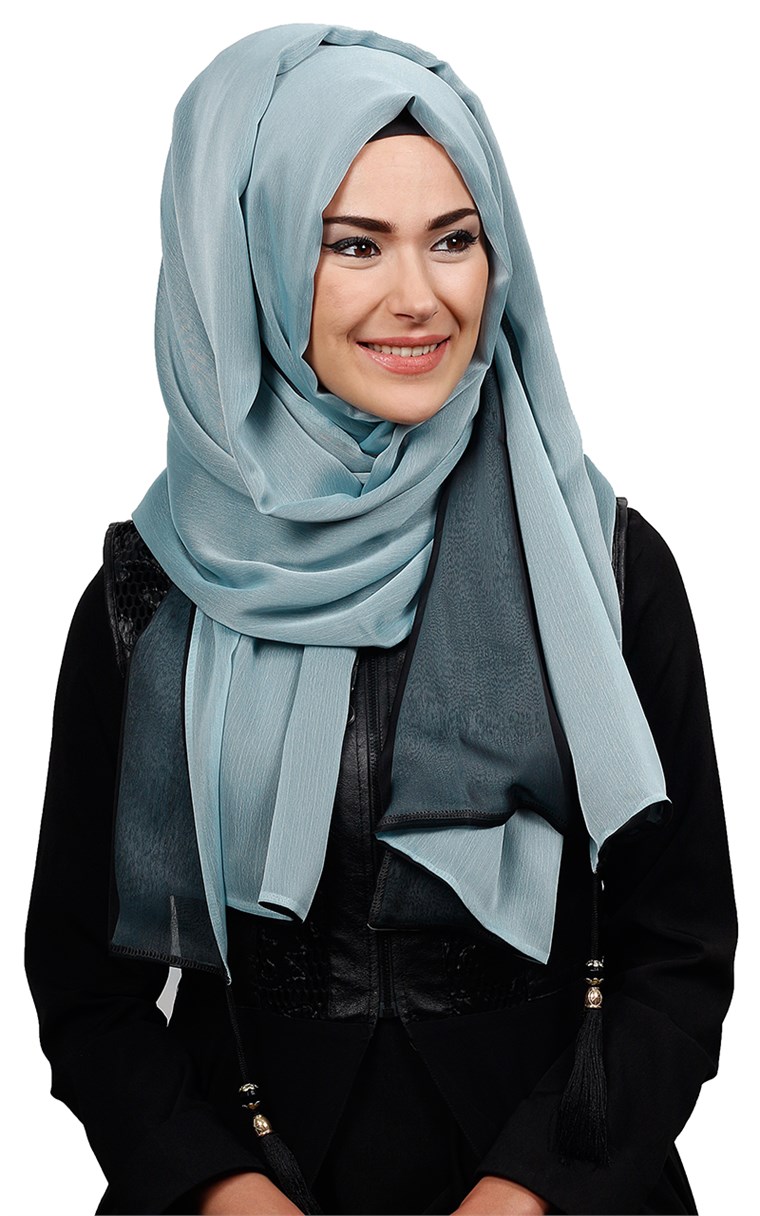 Püsküllü İki Renk Tesettür Şal 1220-17
