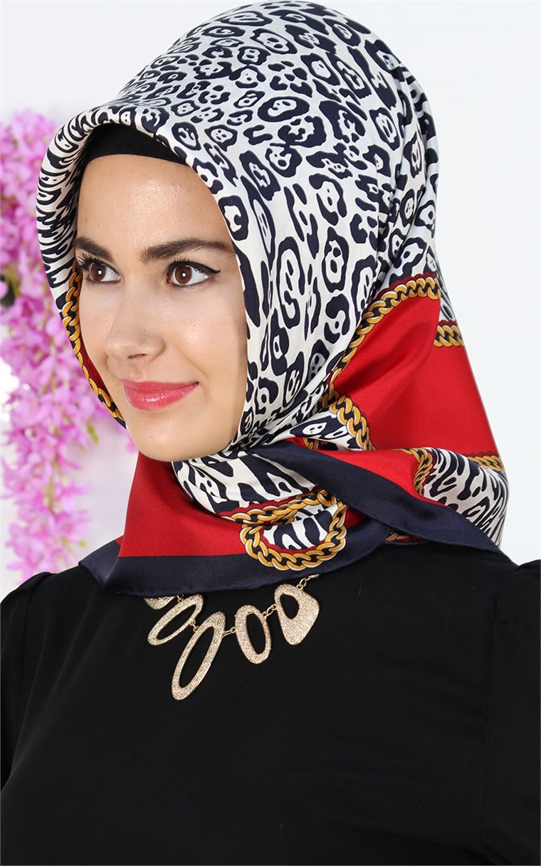 3559-11 ARMİNE İPEK KIRMIZI LACİVERT