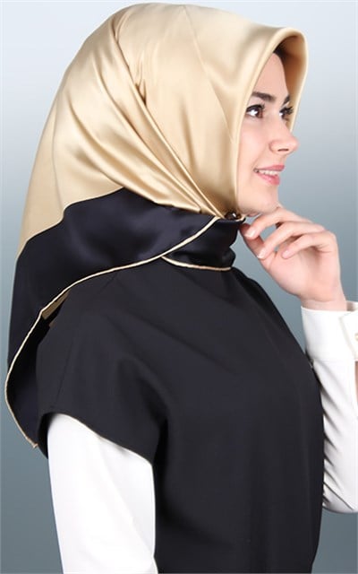 1500-002-10 ARMANDA DÜZ İPEK EŞARP GOLD SİYAH