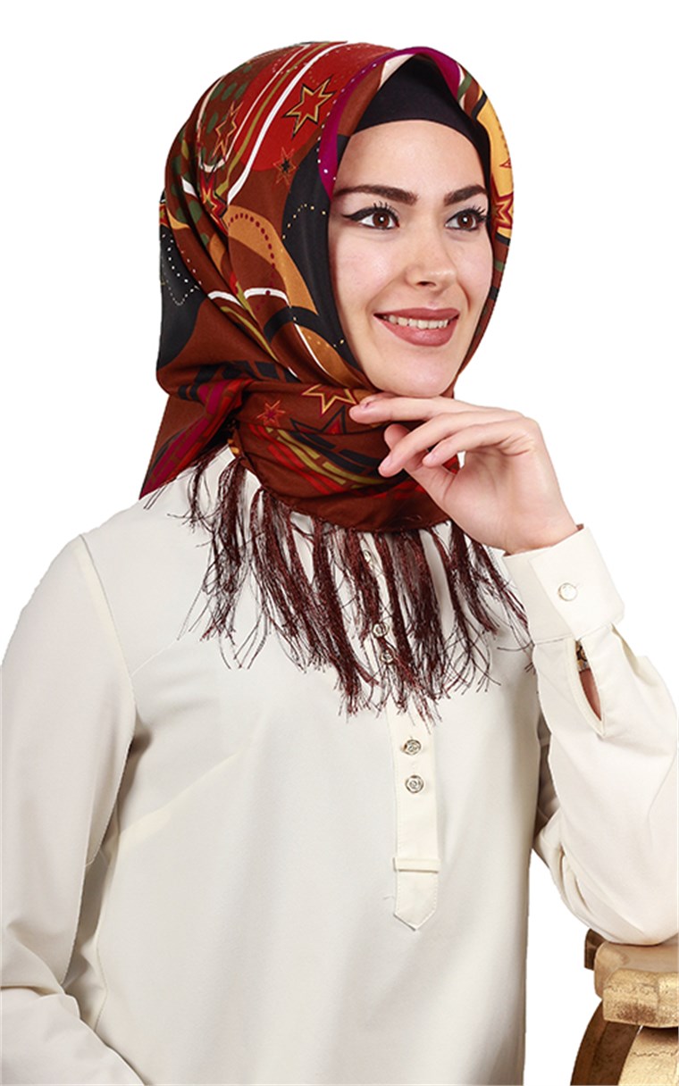 111-0019-02 PİRAMİT PÜSKÜLLÜ EŞARP