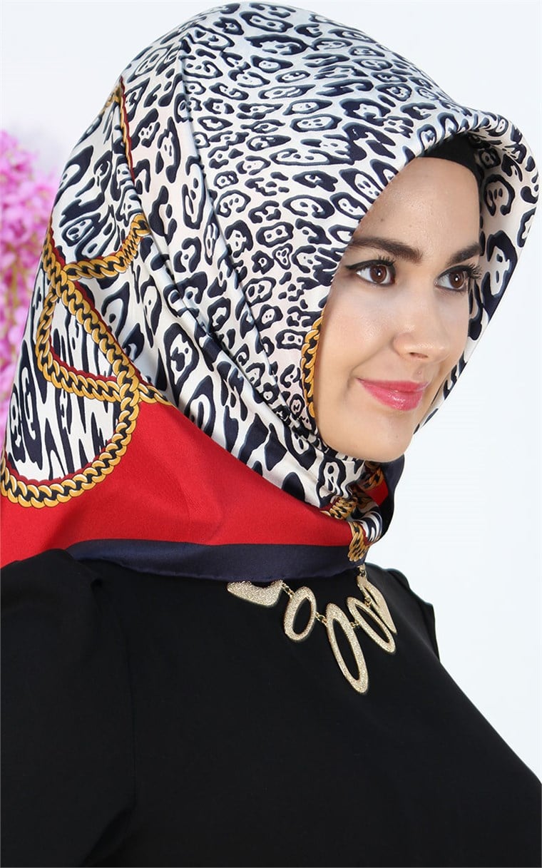 3559-11 ARMİNE İPEK KIRMIZI LACİVERT