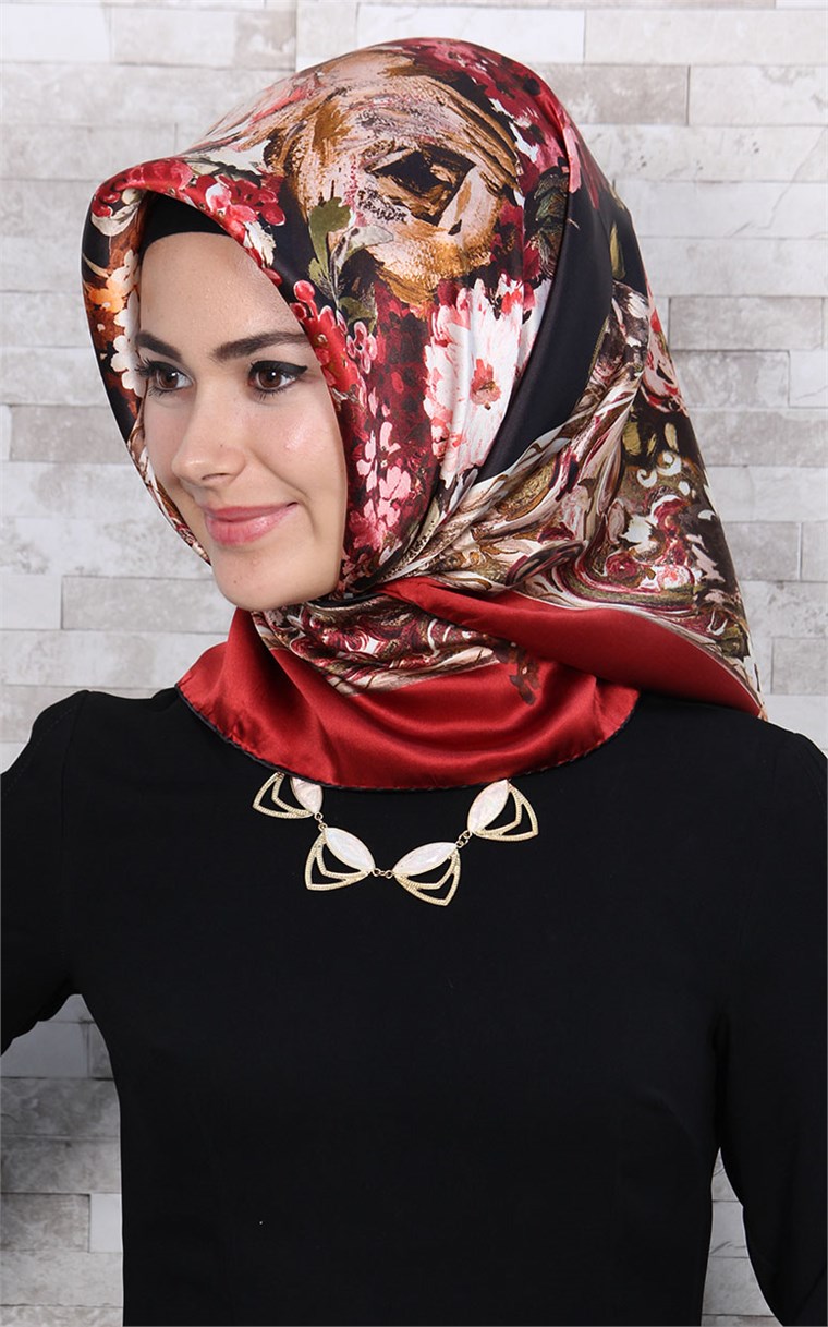 3865-25 ARMİNE İPEK KIRMIZI KAHVE
