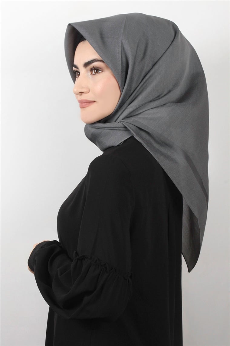 Abiye Bordürlü Eşarp 6002-18 Koyu Gri
