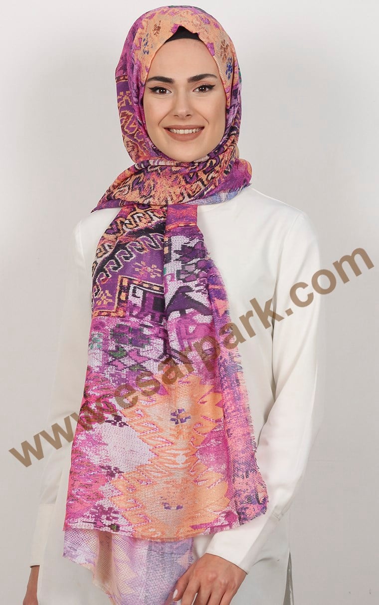 Akel Fileli Desenli Şal 153-1