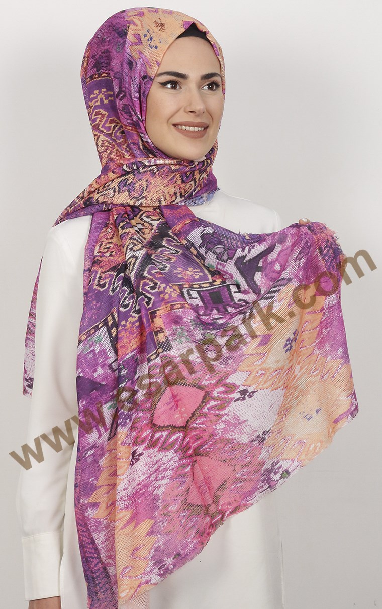 Akel Fileli Desenli Şal 153-1