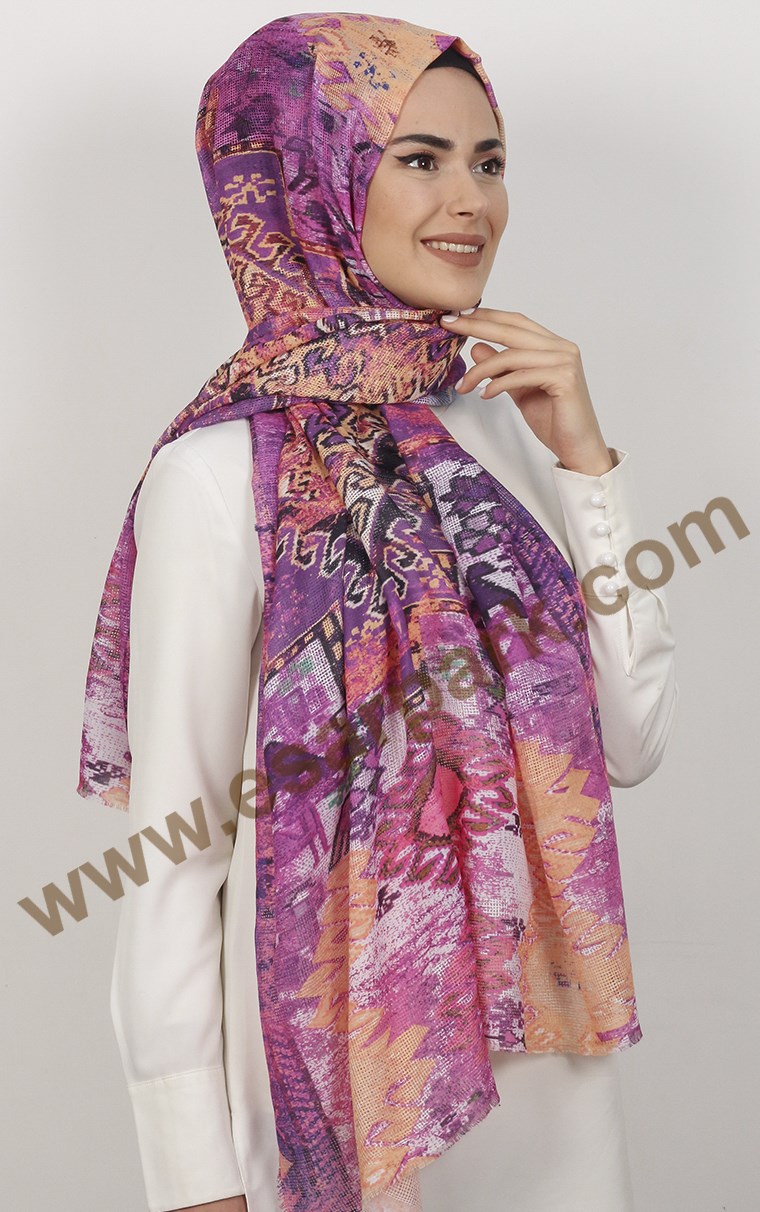 Akel Fileli Desenli Şal 153-1