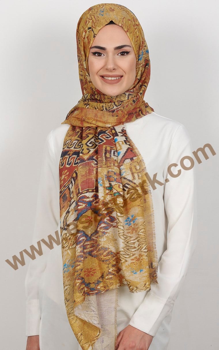 Akel Fileli Desenli Şal 153-10