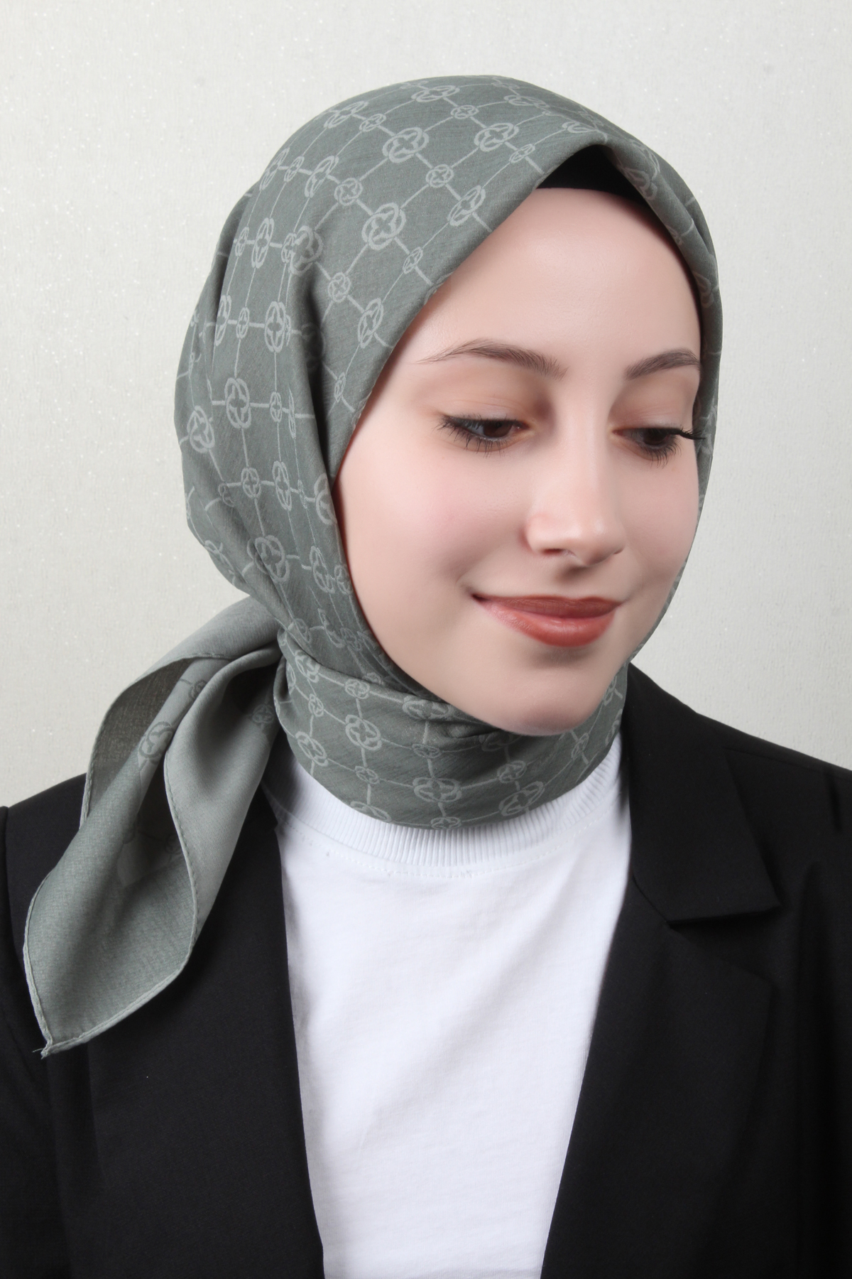 Aker Elegance Monogram Eşarp 1090500-951 Mint Yeşili