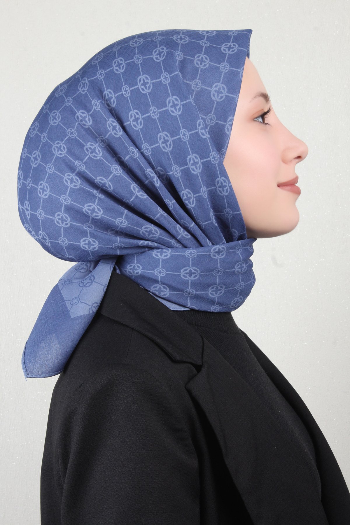 Aker Elegance Monogram Eşarp 4107-3 İndigo