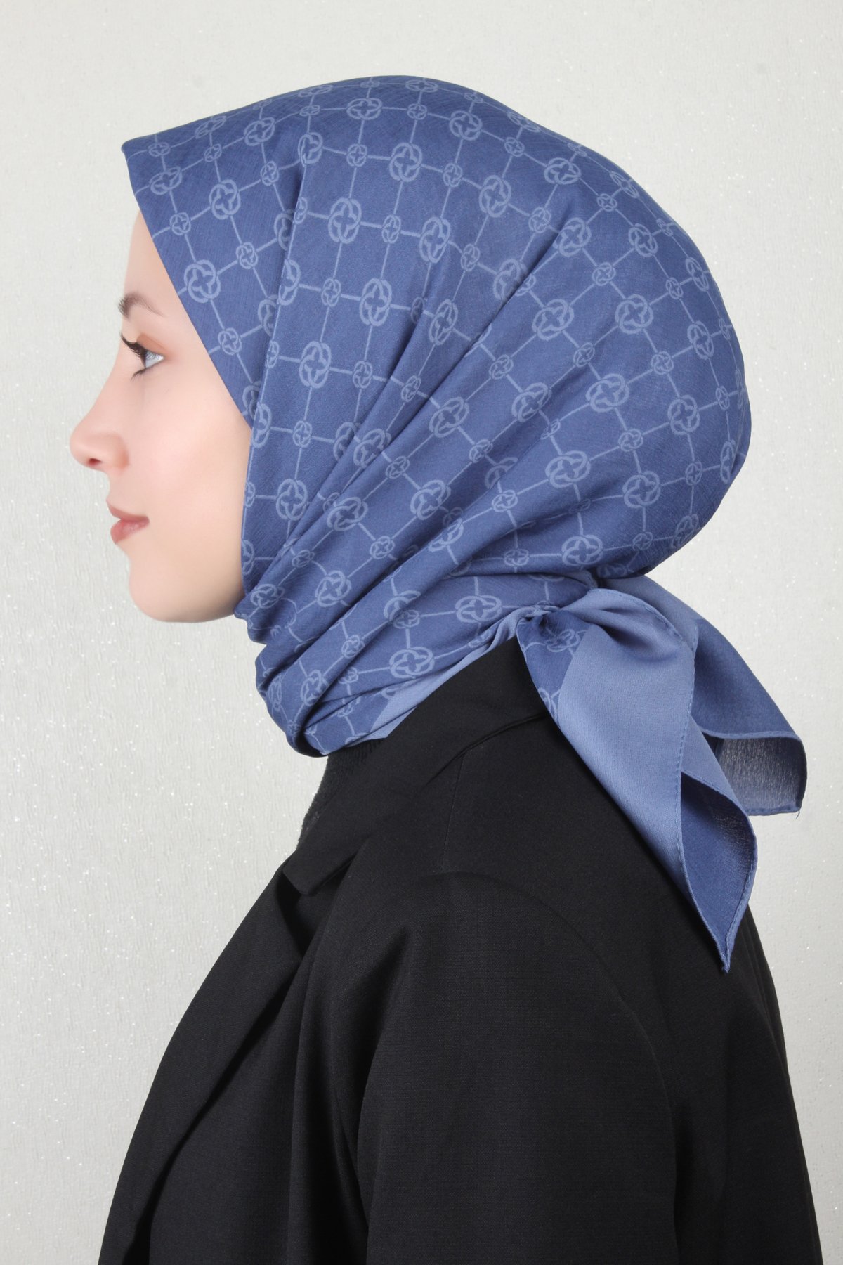 Aker Elegance Monogram Eşarp 4107-3 İndigo
