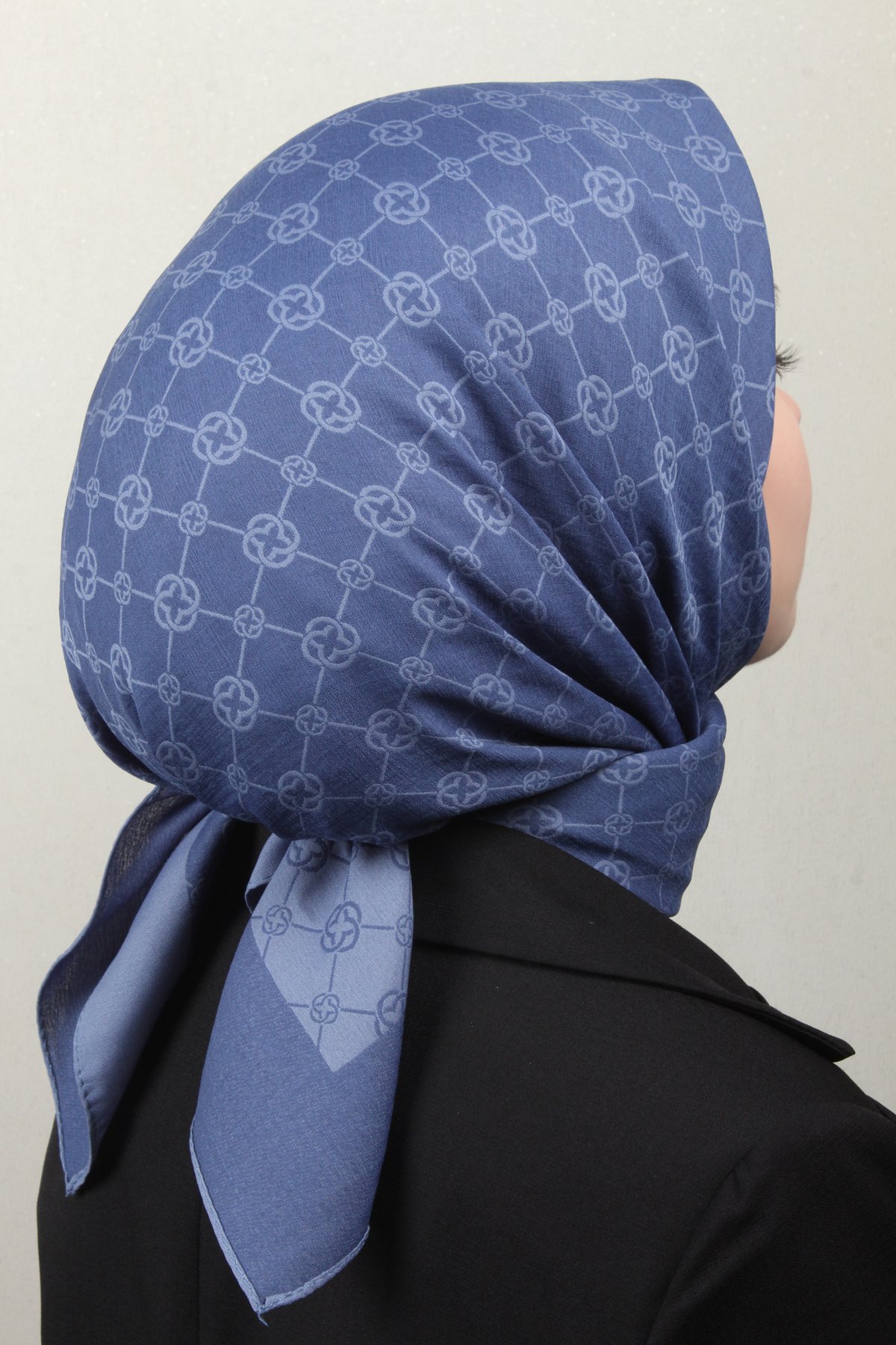 Aker Elegance Monogram Eşarp 4107-3 İndigo