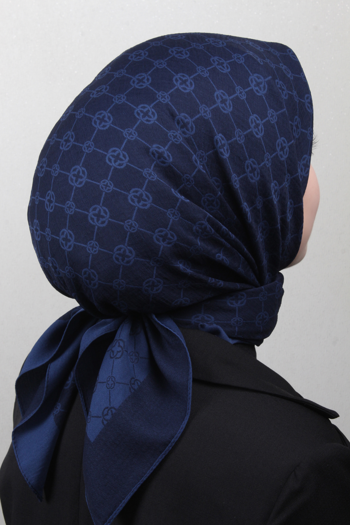 Aker Elegance Monogram Eşarp 4107-4 Lacivert