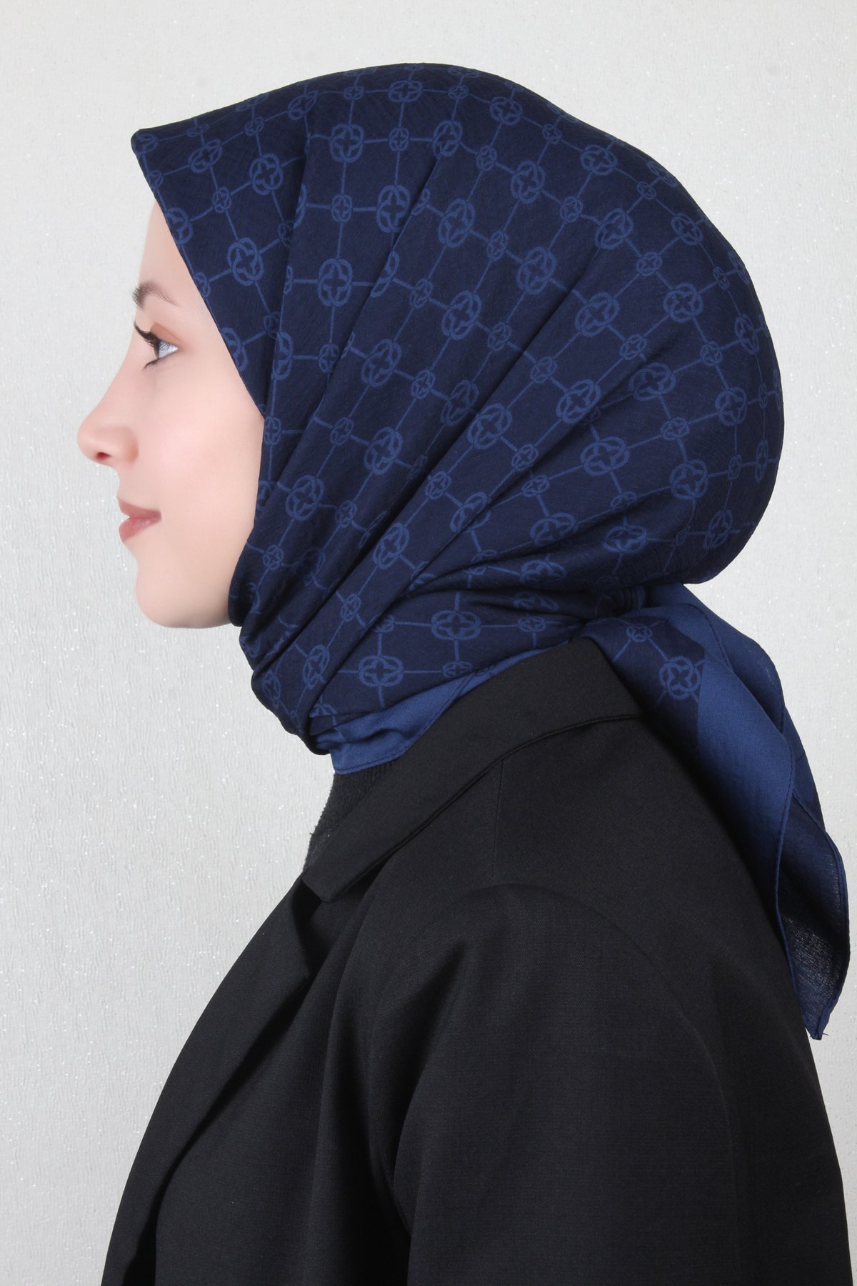 Aker Elegance Monogram Eşarp 4107-4 Lacivert